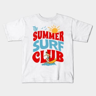 The Summer Surf Club Wavy Text Vintage Retro Ocean Kids T-Shirt